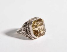 Attributed to Sibyl Dunlop (1889-1968) An Arts and Crafts silver and citrine ring