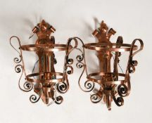 Arts and Crafts, A pair of copper wall lights