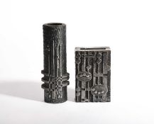 Olav Joff (20th Century, Norwegian) Two Brutalist stainless steel vases