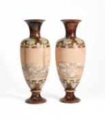 Hannah Barlow (1851-1916) for Doulton Lambeth, A pair of vases