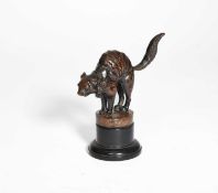 Charles Paillet (1871-1937) Angry Cat, a bronze car mascot