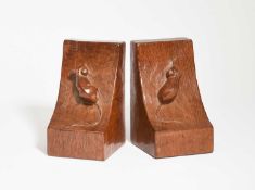 Robert Thompson of Kilburn (1876-1955) A pair of Mouseman bookends