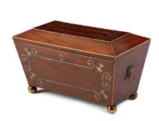 A REGENCY MAHOGANY TEA CADDY