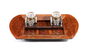 A REGENCY SATINWOOD AND MARQUETRY INK STAND