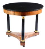 A FRENCH MAHOGANY AND EBONISED GUERIDON