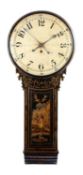 A GEORGE III CHINOISERIE DECORATED BLACK JAPANNED TAVERN WALL TIMEPIECE