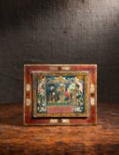 AN EXTREMELY RARE ELIZABETH I TREEN PAINTED WOOD BANQUETING DESSERT TRENCHER