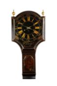 A FINE GEORGE III BLACK CHINOISERIE JAPANNED TAVERN WALL TIMEPIECE