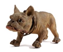 A FRENCH FELT AND PAPIER-MACHE MODEL OF A BULLDOG