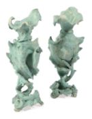 A PAIR OF VICTORIAN PAINTED 'SHELL' GROTTO VASES