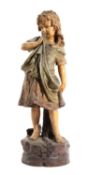 AN AUSTRIAN COLD PAINTED TERRACOTTA FIGURE OF A YOUNG GIRL