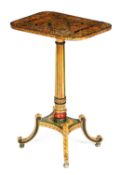A PENWORK AND POLYCHROME DECORATED LAMP TABLE