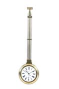 A RARE FRENCH DOUBLE DIALLED CENTRE SECONDS WALL CLOCK IN THE FORM OF A GRIDIRON PENDULUM