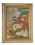 A GEORGE III WOOLWORK NEEDLEWORK PICTURE