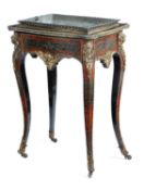 λ A FRENCH TORTOISESHELL AND PEWTER BOULLE MARQUETRY JARDINIERE