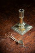 A RARE AND FINE CHARLES II BRASS CANDLESTICK