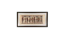 A PAINTING OF EGYPTIAN FIGURES ON PAPYRUS