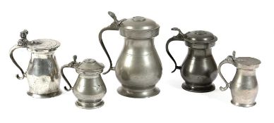 A GRADUATED SET OF THREE VICTORIAN SCOTTISH PEWTER MEASURES