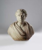 A VICTORIAN WHITE MARBLE PORTRAIT BUST OF J. MACKILLOP ESQ