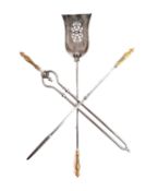 A SET OF THREE REGENCY POLISHED STEEL FIRE TOOLS