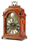 A RED JAPANNED BRACKET CLOCK