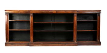 λ A GEORGE IV ROSEWOOD BREAKFRONT OPEN BOOKCASE