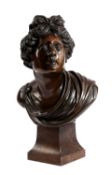 A FRENCH BRONZE GRAND TOUR BUST OF APOLLO