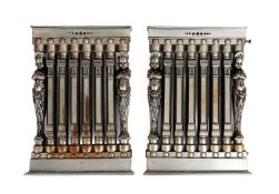 A PAIR OF CONTINENTAL POLISHED CAST IRON VENTILO RADIATORS