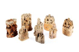 A COLLECTION OF EIGHT CASTS OF MEDIEVAL CHESS PIECES