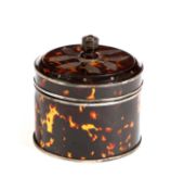 λ A FRENCH TORTOISESHELL AND SILVER MOUNTED TEA CADDY
