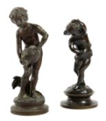TWO FRENCH BRONZE FIGURES OF CHERUBS