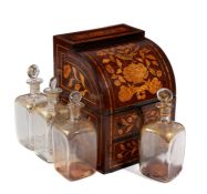 A DUTCH MAHOGANY AND MARQUETRY DECANTER BOX