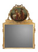 A GILTWOOD TRUMEAU WALL MIRROR