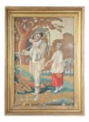 A GEORGE III SILKWORK NEEDLEWORK PICTURE