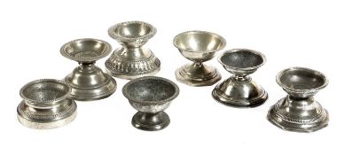 SEVEN CONTINENTAL PEWTER SALTS