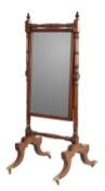 A GEORGE IV MAHOGANY CHEVAL MIRROR