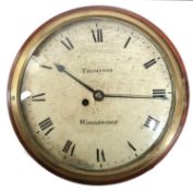 A GEORGE III WOODEN-DIALLED FUSEE WALL DIAL TIMEPIECE