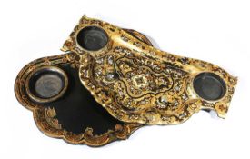 TWO EARLY VICTORIAN PAPIER-MACHE WINE TRAYS