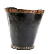 HMS VICTORY INTEREST. A BLACK LEATHER FIRE BUCKET