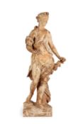 A LARGE FRENCH PLASTER FIGURE OF FLORA