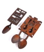 TWO WELSH TREEN LOVESPOONS