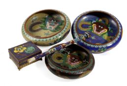 THREE CHINESE CLOISONNE BOWLS