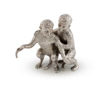 A Victorian novelty silver monkey smoker's companion,