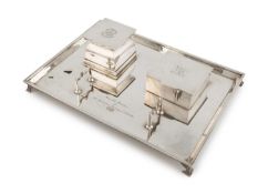 A modern Indian silver inkstand,