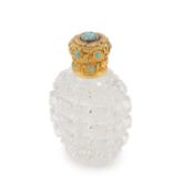 A 19th century gold, turquoise and diamond mounted glass scent bottle,