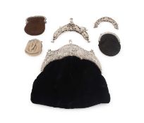 A small collection of continental silver-mounted purses,