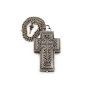 A late-19th /early-20th century continental silver pectoral cross watch,