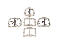 A small collection of antique silver buckles,