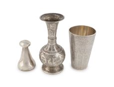 A Persian silver and niello vase,