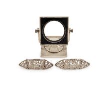 A pair of Victorian silver menu card holders,